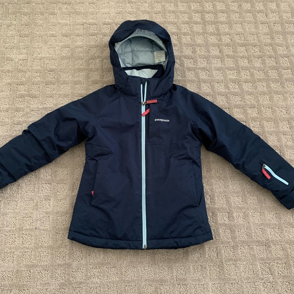 Patagonia Girls Ski Jacket Sz Medium, 10, Navy Blue / Pink